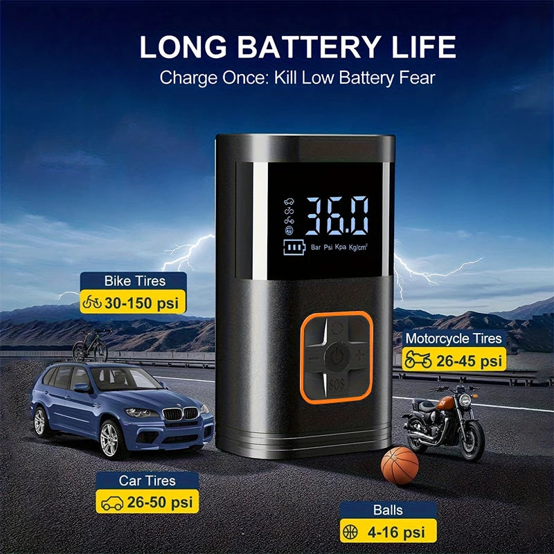 Rechargeable Tire Inflator with Digital Gauge, 150 PSI