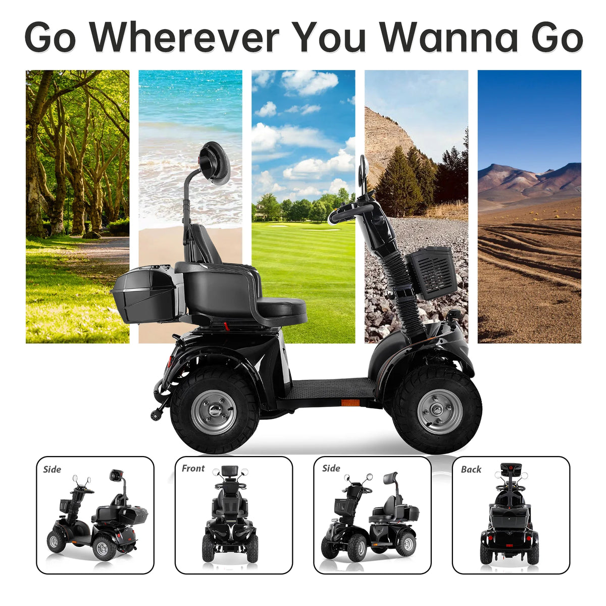 800W 4-Wheel Mobility Scooter – 35–45 km Range, 200 kg Capacity