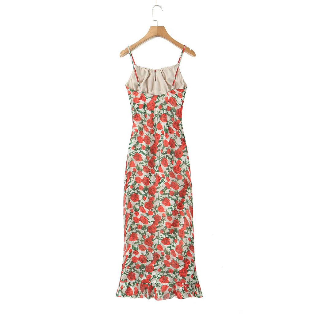 Vintage Floral Front Tie Bodycon Midi Dress — Sexy Elegant Black Summer Dress