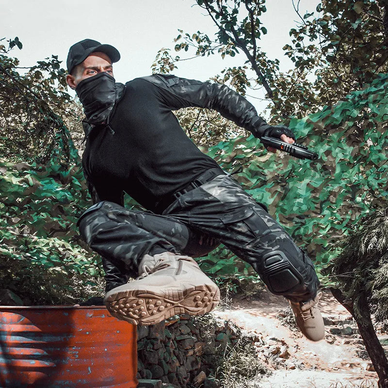 Men's Multicam Tactical Uniform Set – Combat Shirt & Cargo Pants for Airsoft & Hunting