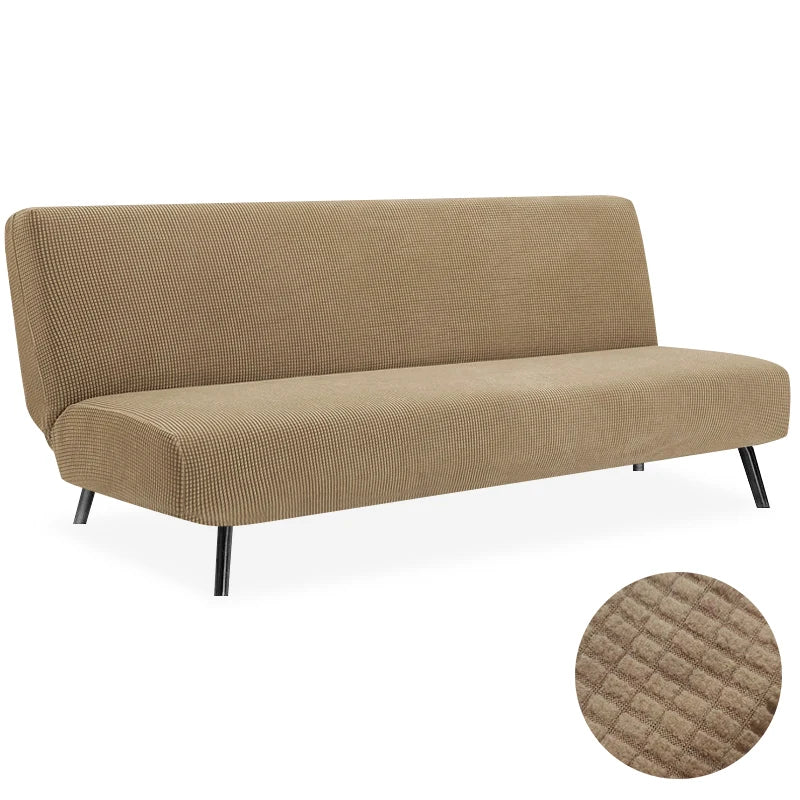 Armless Futon Sofa Bed Cover – Polar Fleece Elastic Slipcover for Folding Furniture & Bench