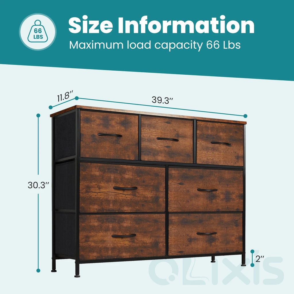 JHK 7-Drawer Dresser & Storage Chest – Fabric Drawers, Clothes Organizer for Bedroom & Living Room