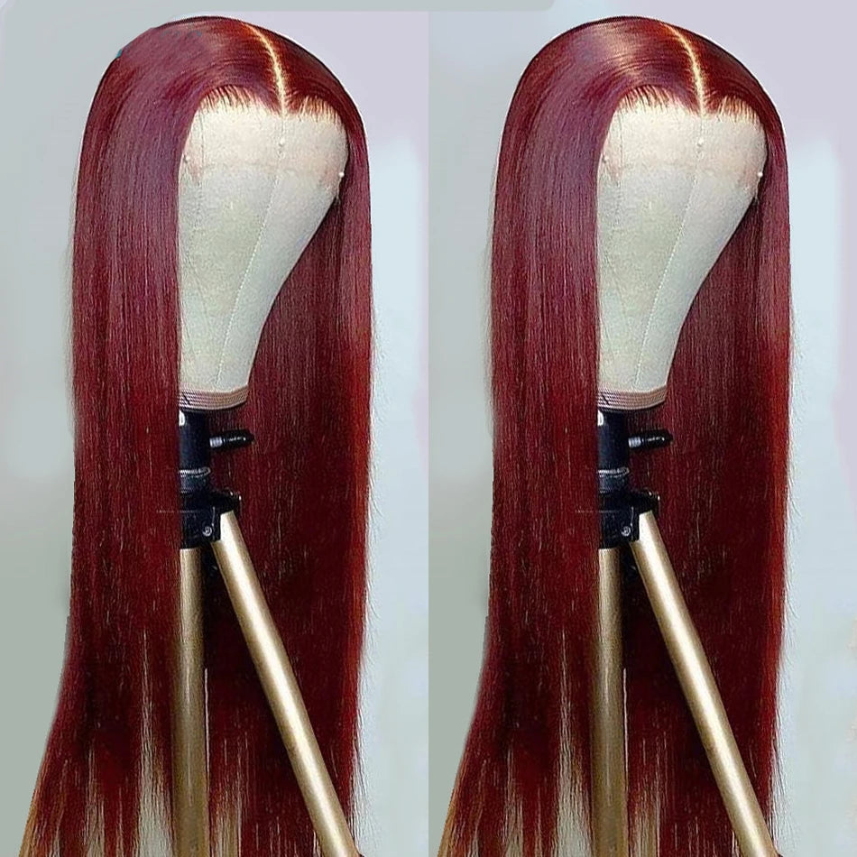 99J Burgundy Straight Lace Front Wig | 13x4 13x6 HD Lace 180% Density Pre-Plucked Peruvian Human Hair