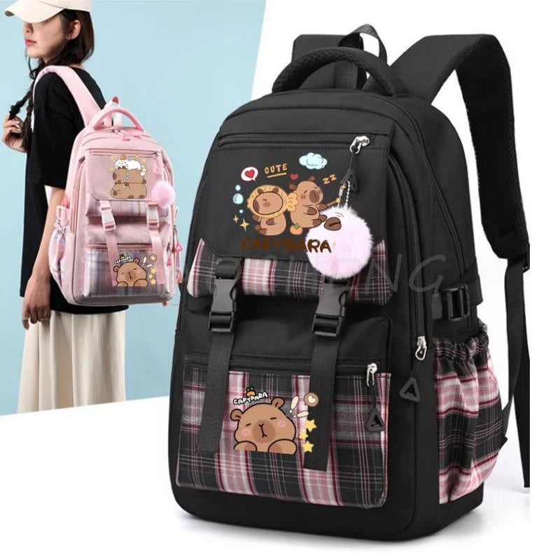 Capybara Print Women's Laptop Backpack – Large Capacity School Bag