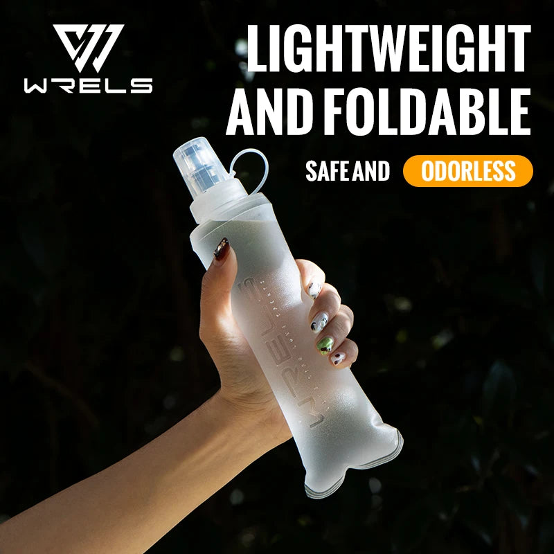 WRELS Collapsible Soft Flask Water Bottle – BPA-Free TPU Foldable Running Bottle for Hiking, Camping & Travel, 150/250/500ml