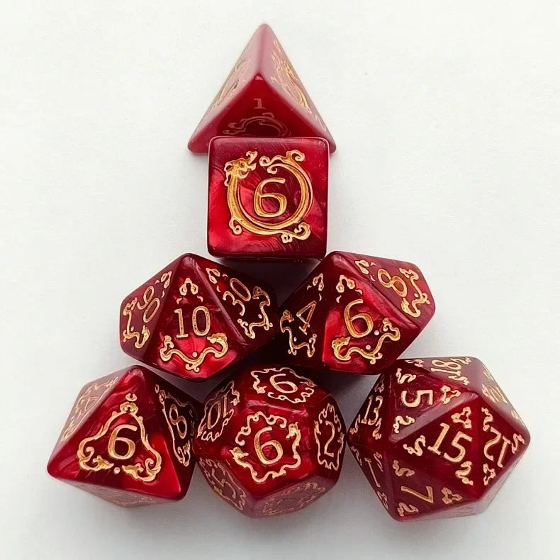 7-Piece DND RPG Polyhedral Dice Set – Dragon Pattern Acrylic Dice for Role Playing & Board Games