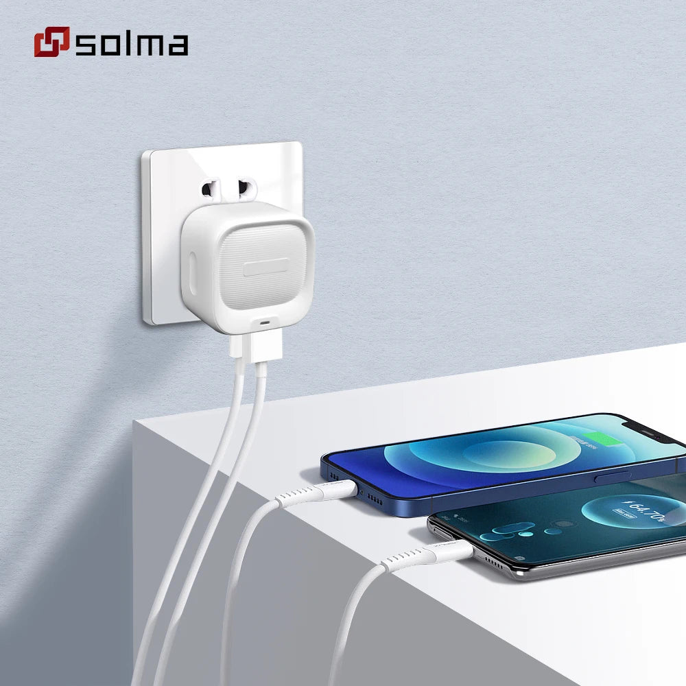 Dual-Port PD + USB-A Wall Charger — Fast Charging for Two Devices Simultaneously