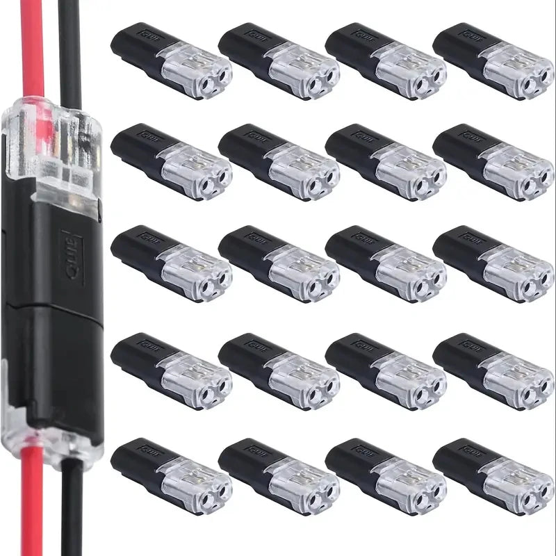 Connect Wires Instantly. No Tools. — H2 2-Pin Pluggable Wire Connectors | Nylon Insulated Copper Quick-Connect Terminal Blocks, 20, 50 & 100 Pack