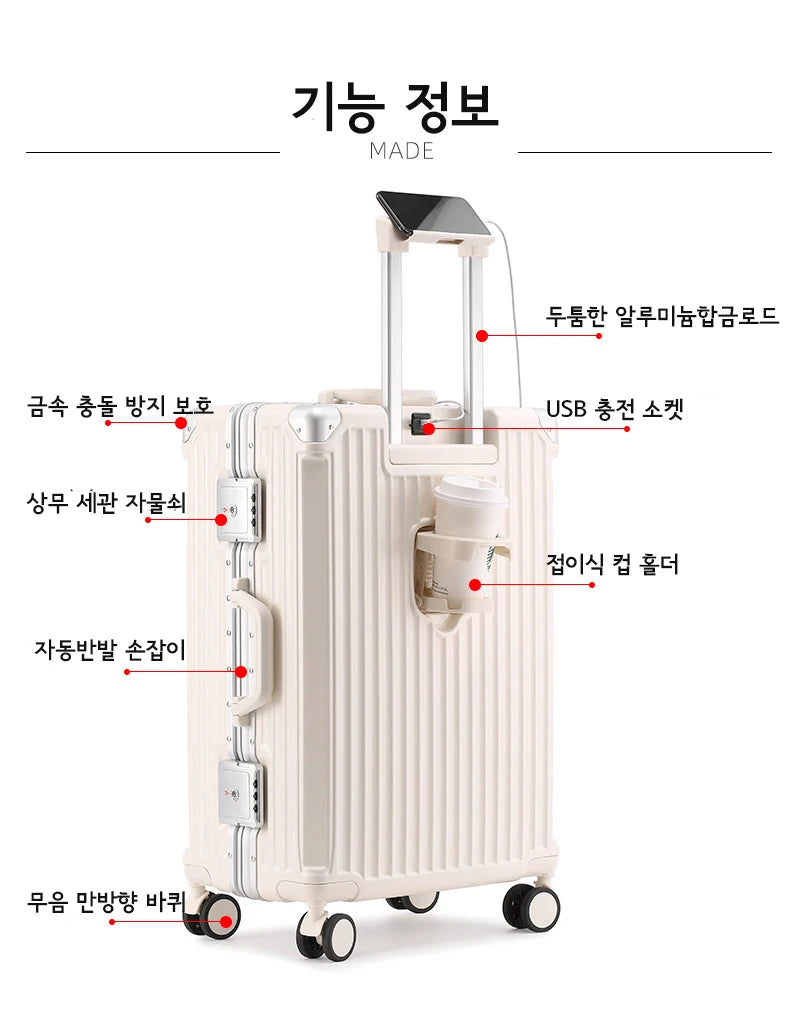 Sushimu PC-ABS Suitcase – Aluminum Frame & TSA Lock
