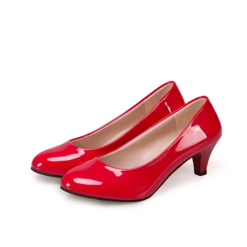Women's Pointed Toe Thick Heel Work Shoes – Shallow Mouth Single Shoes