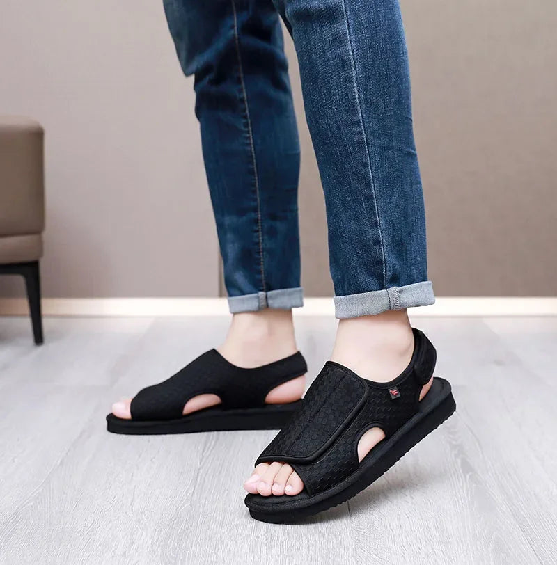Diabetic Walking Sandals – Breathable Anti-Slip Adjustable Hook & Loop Shoes