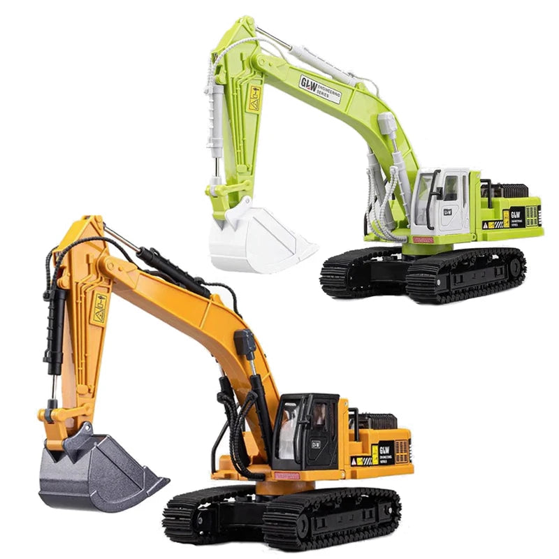 Alloy Die-Cast Excavator Toy with Sound, Light & Pull-Back – Construction Vehicle for Kids