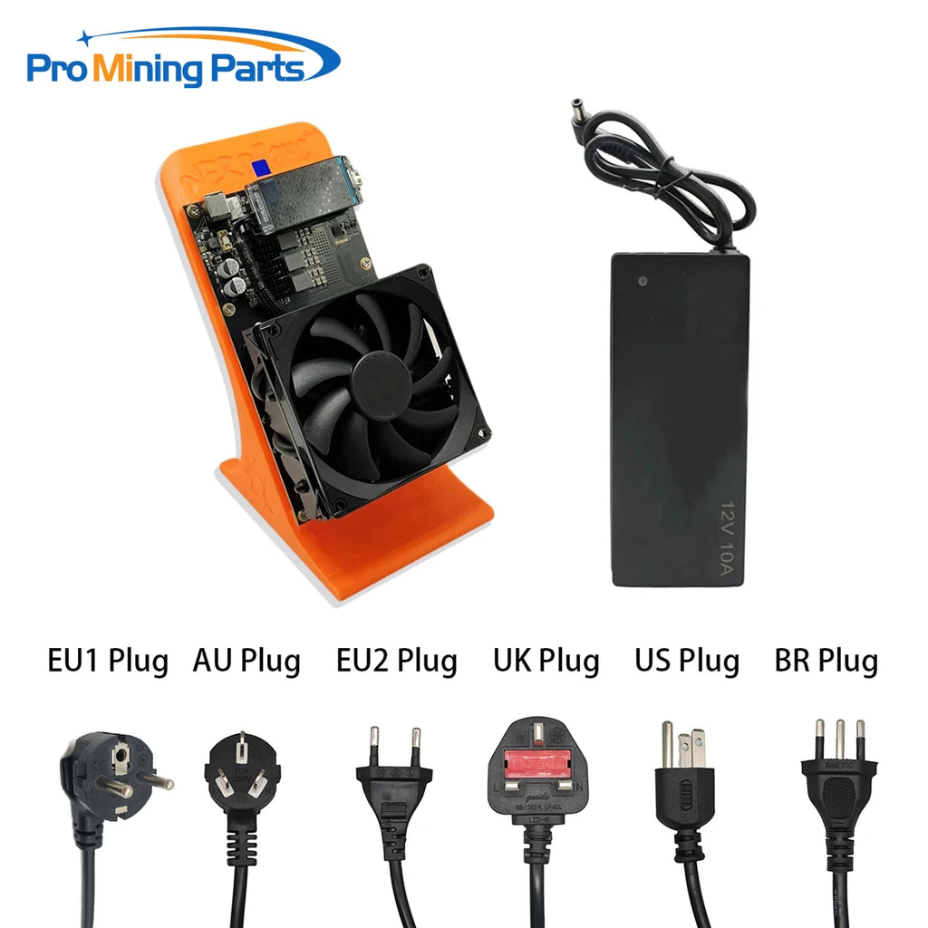 NerdQaxe++ Rev6.1 Bitcoin Solo Miner – 6 TH/s, 75W, 4× BM1370 ASIC, Wi-Fi, Orange & Black