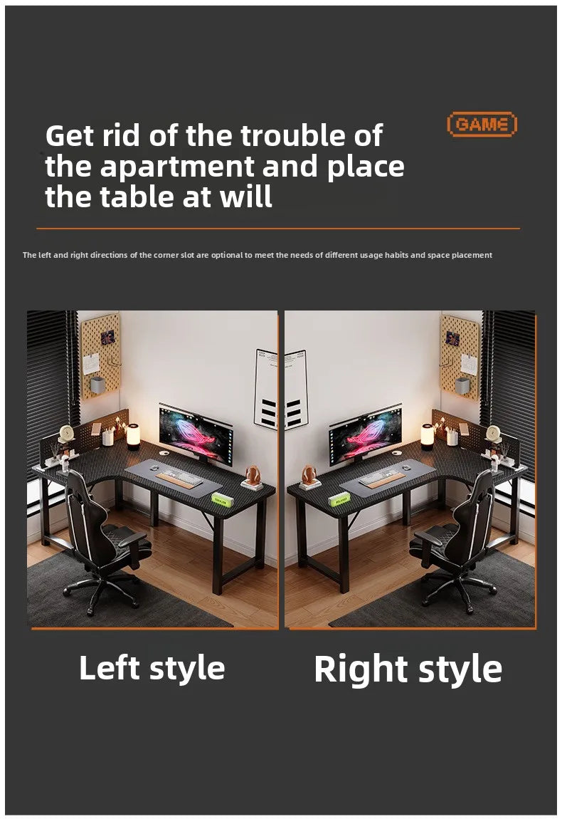 L-Shaped Corner Computer Desk — Home Office Study Table & E-Sports Gaming Desk