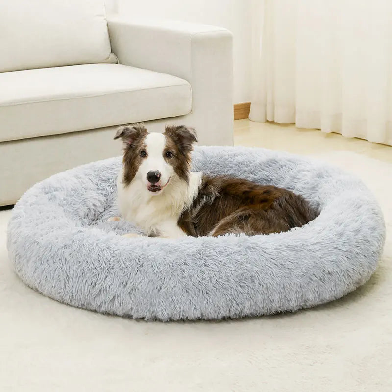 Soft Long Plush Dog Bed – Warm Basket Cushion for Small & Medium Dogs and Cats