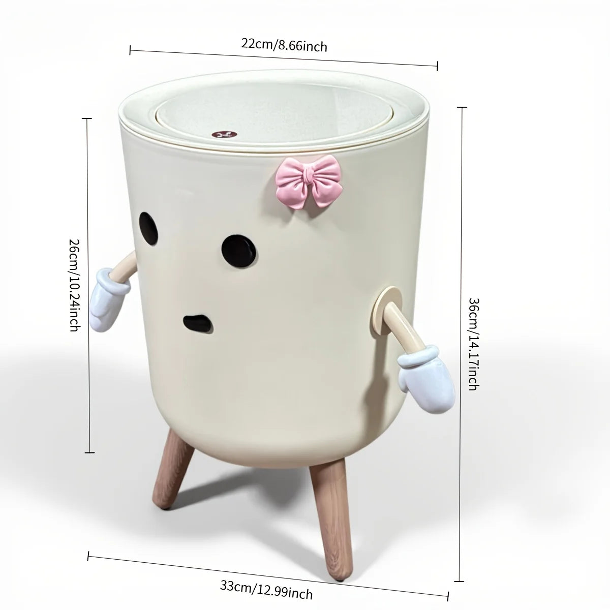 12L Cartoon Trash Can with Flip Lid