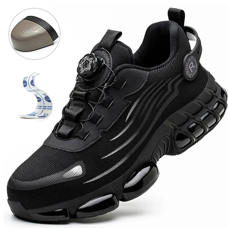 Men's Air Mesh Button-Closure Work Shoes