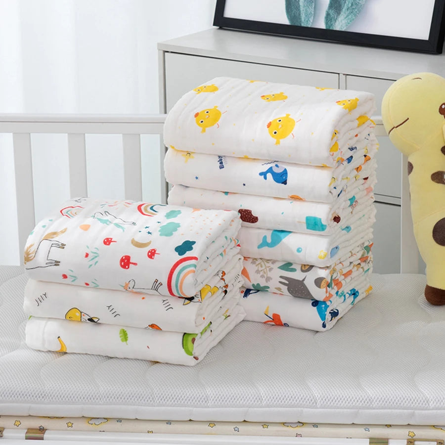 4-Layer Gauze Baby Bath Towel – Soft Cotton Infant Washcloth, Newborn Bathrobe & Swaddle Blanket