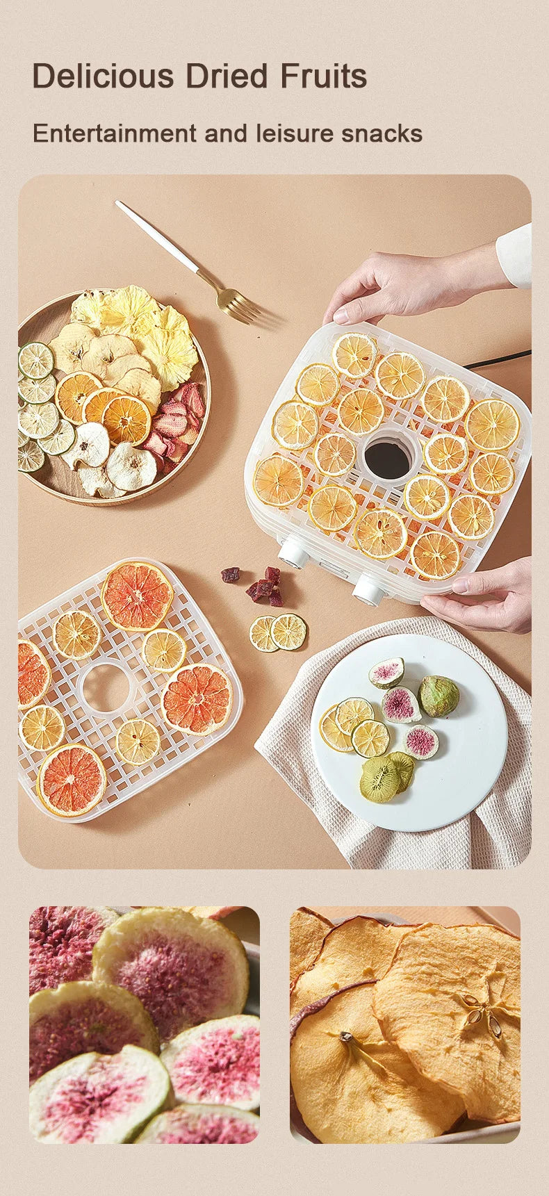 Mini Food Dehydrator – 5 Trays, 110V, Dried Fruit, Vegetables, Herbs, Pet Meat & Snacks Air Dryer