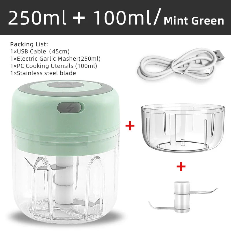 MYVIT USB Electric Mini Food Chopper — 30W Portable Garlic Masher & Vegetable Chopper, 250ml BPA-Free
