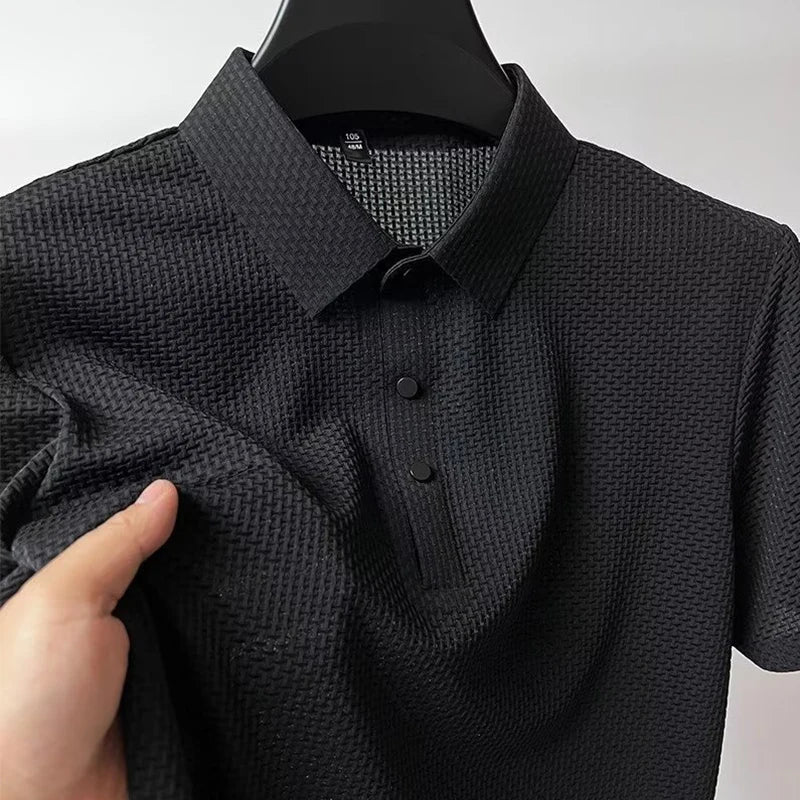 Men's Bone Flower Print Polo Shirt — Graphic Short Sleeve Casual Polo