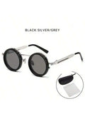 Men's Retro Spandex Style Rotating Sunglasses - Adjustable Brightness Steampunk Style Alloy Frame, Black And Gray Gradient Lenses, Travel And Fashion Accessories, Sunglasses, Party Sunglasses, Suitable For Bohemian Style Sung