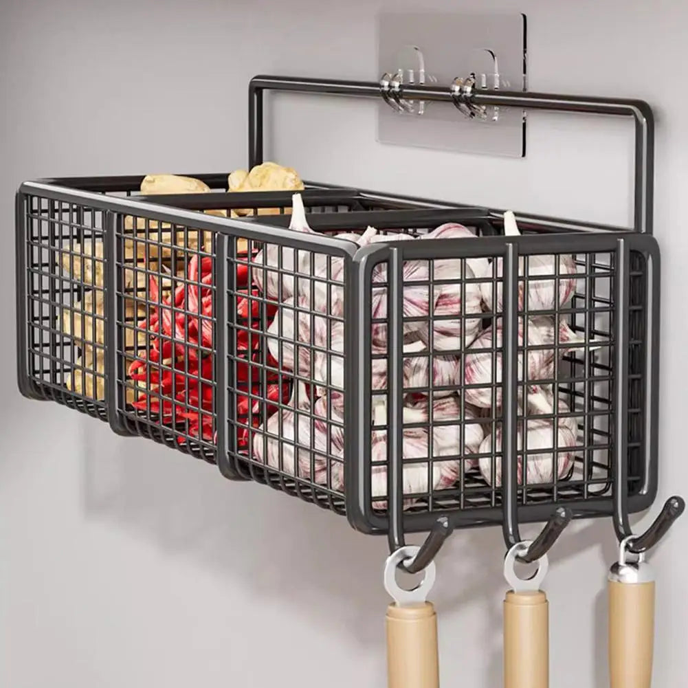 Wall-Mounted Metal Kitchen Shelf — Multi-Function Bath & Shampoo Organizer