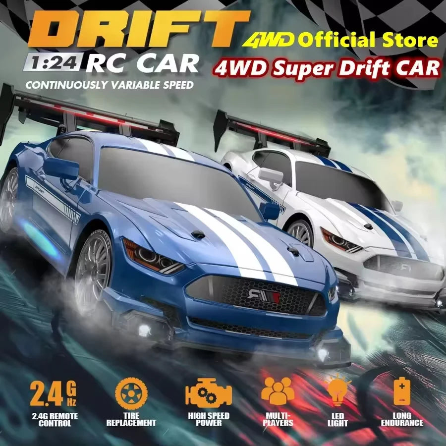 1:24 Scale 4WD RC Drift Car – 20KM/H Off-Road Racing Truck with LED Lights