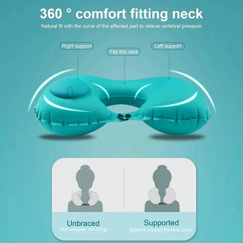 Inflatable U-Shape Travel Neck Pillow — Portable