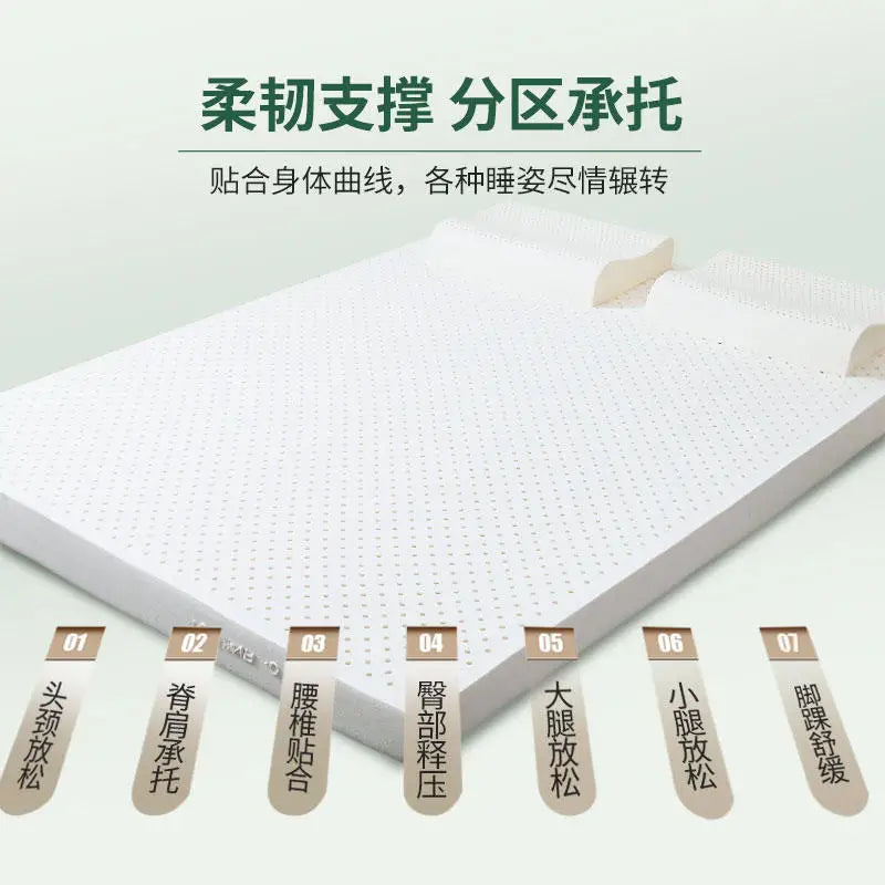 100% Natural Latex Mattress – Thailand Imported, 10cm Thick, 1.2/1.5/1.8m Sizes