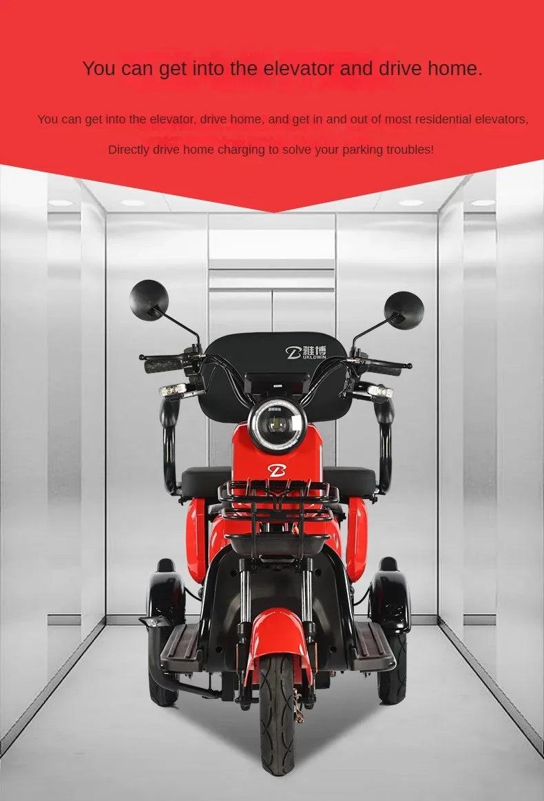 3-Wheel Electric Mobility Scooter for Adults, Long-Range Tricycle