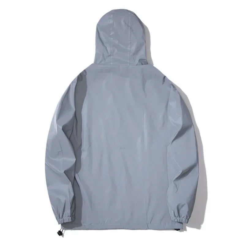 Reflective Luminous Couple Dancer Jacket — Solid Color Polyester Windbreaker