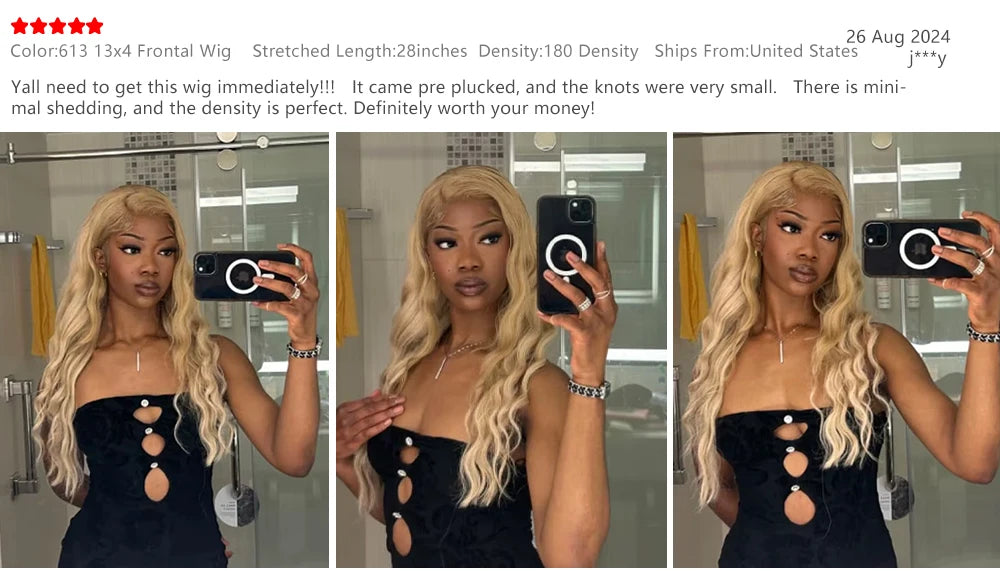 613 Blonde Body Wave Lace Front Wig | 13x4 13x6 Skin Melt HD Lace 200%–220% Density Brazilian Human Hair