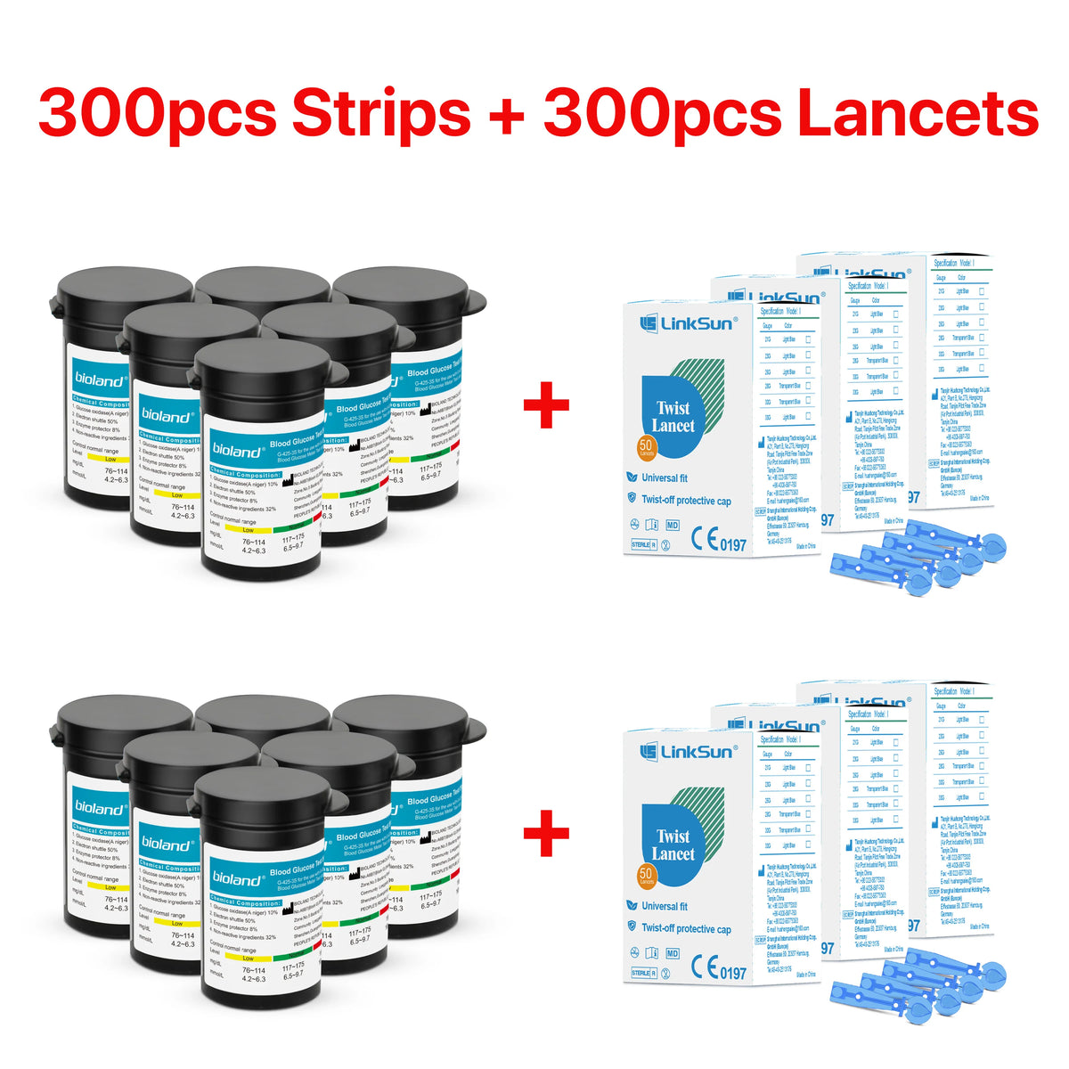 Linksun Blood Glucose Test Strips & Lancets – Compatible with G-425-2, G-427B & G-425-3 Glucometers (50/100/200/300/500 pcs)