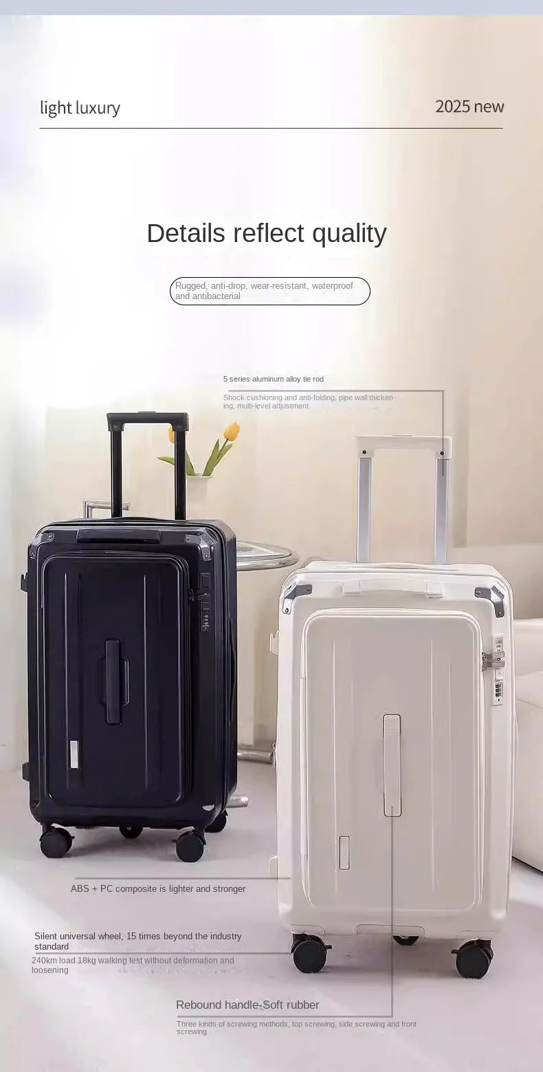 Side Opening Expandable Suitcase – Large Capacity PC Hardside with Brake & 5-Wheel Spinner 20–34"