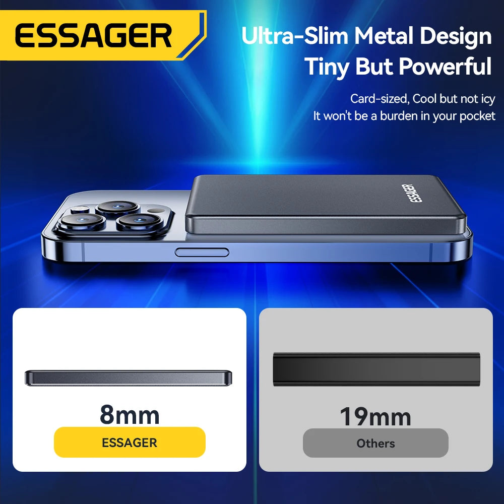 Essager Slim Wireless Power Bank — Magnetic MagSafe Compatible Portable Charger