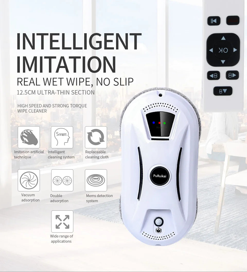Ultra Thin Window Cleaning Robot – Electric Remote Control Glass Cleaner for Home
