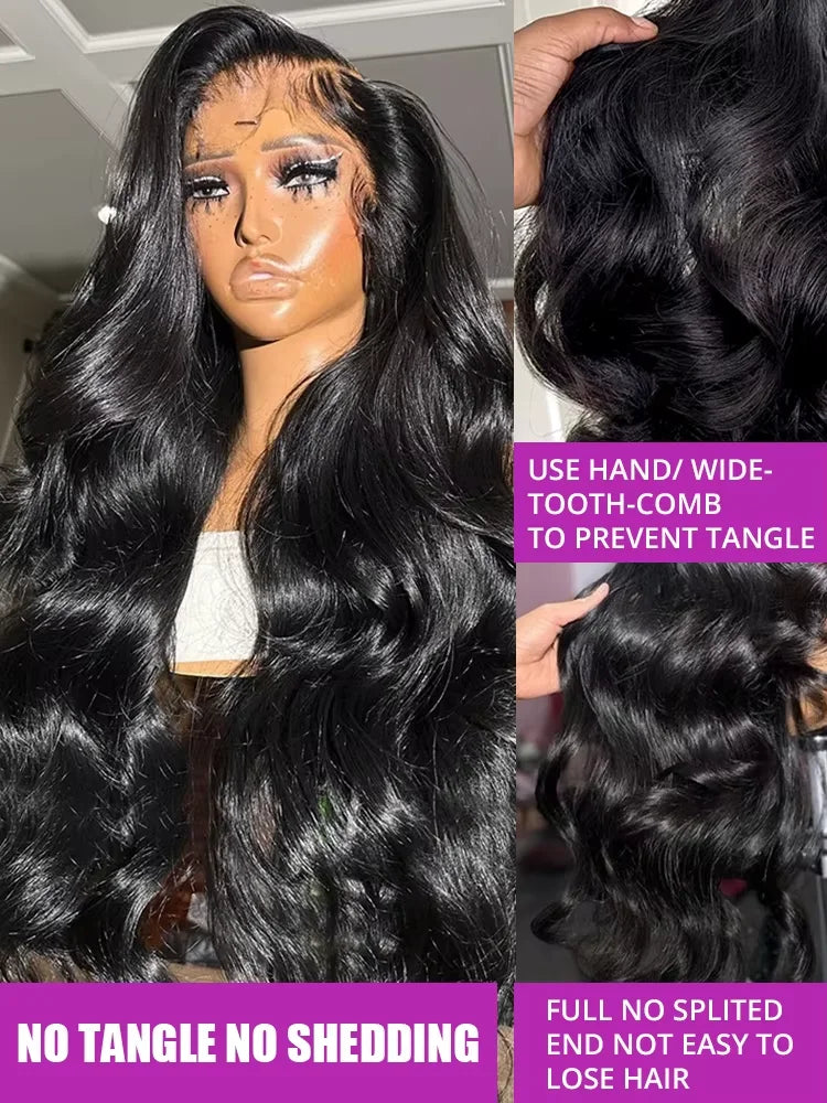 200% 46 40 Inch 13X6 HD Transparent Body Wave Lace Frontal Wig Loose Wave 13X513X7 HD Lace Front Human Hair Wigs For Black Women