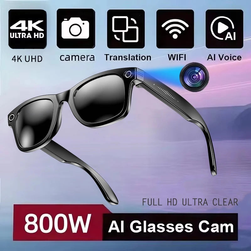 800W Camera AI Smart Glasses — Color-Changing Lenses, AI Translation, HD Video & Waterproof Calling