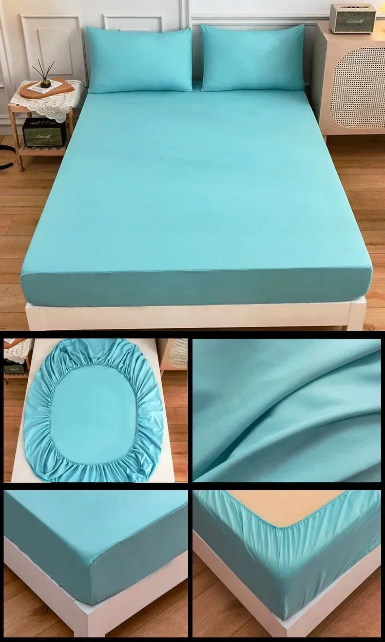 High-Quality Elastic Fitted Sheet – Solid Color Mattress Cover, 80–200cm, Single to King