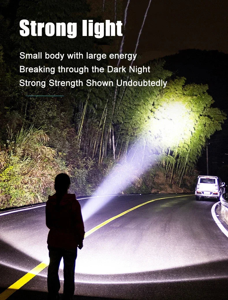 High Power LED Flashlight – Built-In Rechargeable Battery, Pen Clip Torch for Camping & Emergency Use