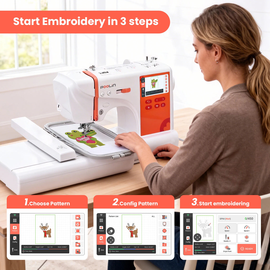 Computerized Embroidery Machine – Touchscreen & Two Hoops
