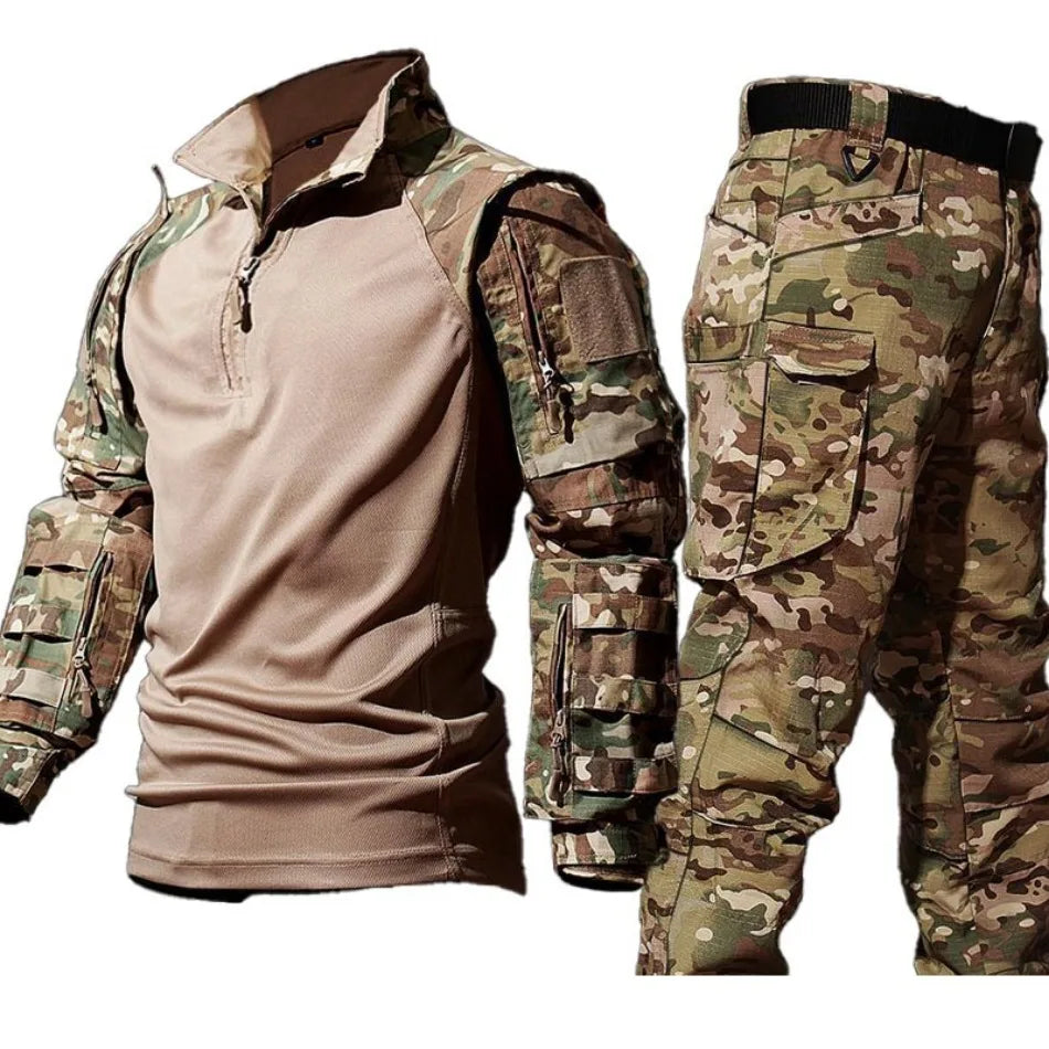 Men's Tactical Camo Combat 2-Piece Set – Waterproof Quick-Dry Hunting Training Suit