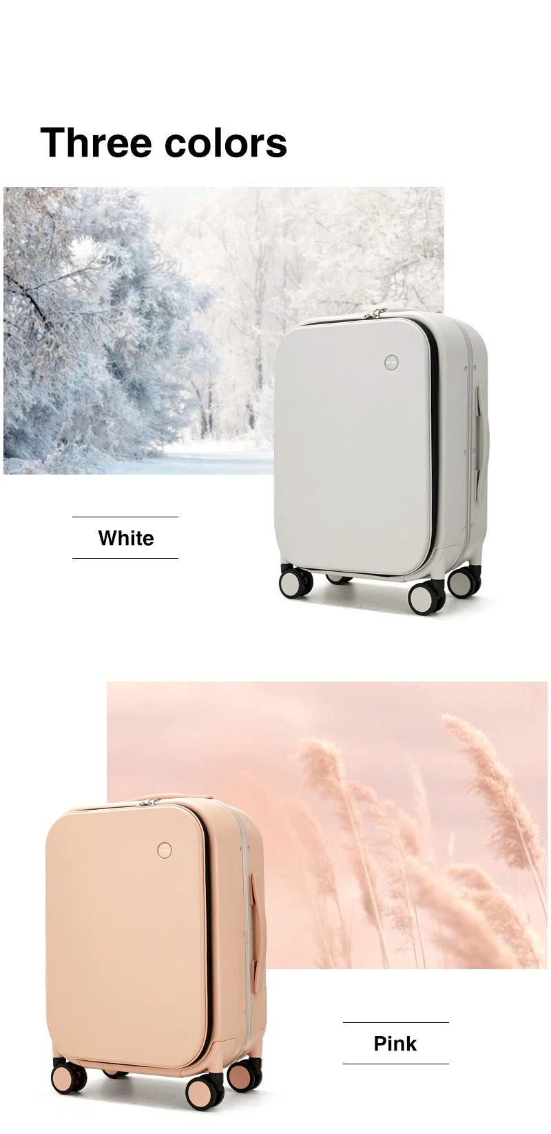 Mixi Patent Design PC Aluminum Frame Suitcase – Award-Winning Carry-On Rolling Luggage 18/20/24 Inch