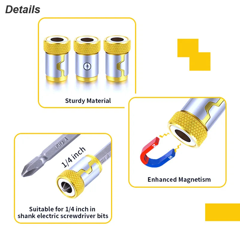 Magnetize Any Bit. Instantly. — 1/4" Magnetic Ring Screwdriver Bit Holder | Strong Magnetizer, Aluminum Alloy, Removable Adapter, 1pc, 3pc & 6pc