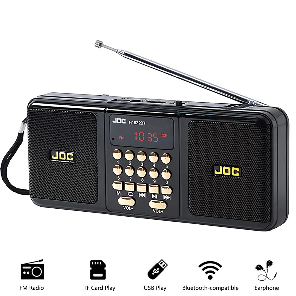 Portable Rechargeable FM Radio — Compact Digital Tuner with Built-In Speaker