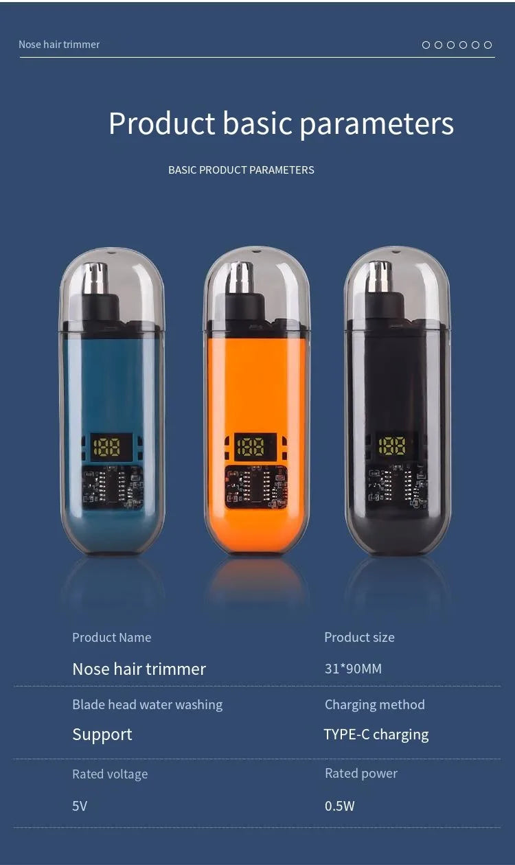 Clean. Precise. Painless. — Portable Rechargeable Nose & Ear Hair Trimmer | Mini Compact Design, Safe Blade, Men’s Grooming