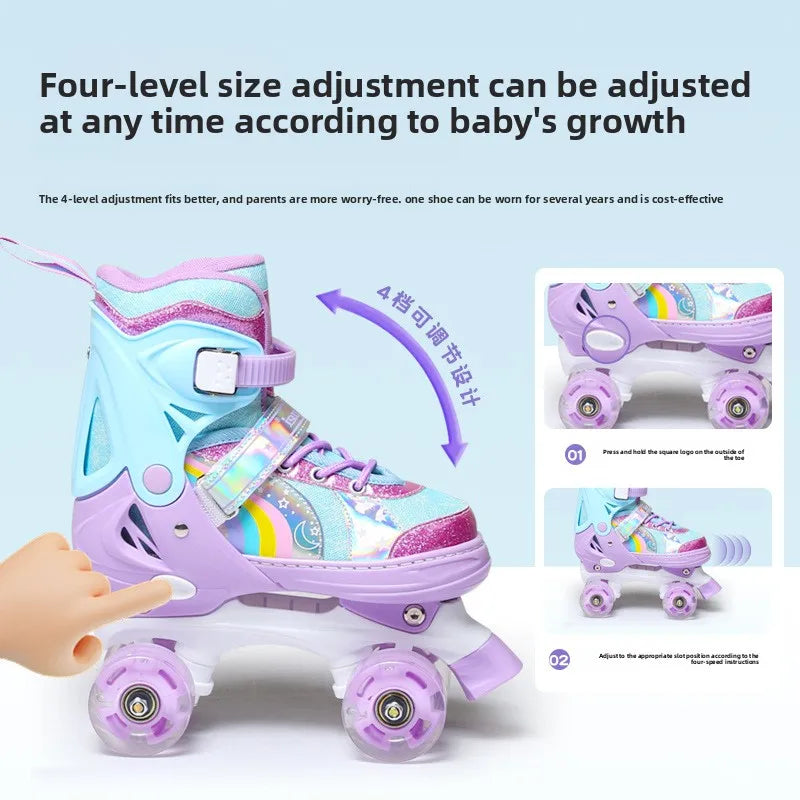 Children's Colorful 4-Wheel Flashing Roller Skates – Beginner Skates for Boys & Girls Ages 2-12
