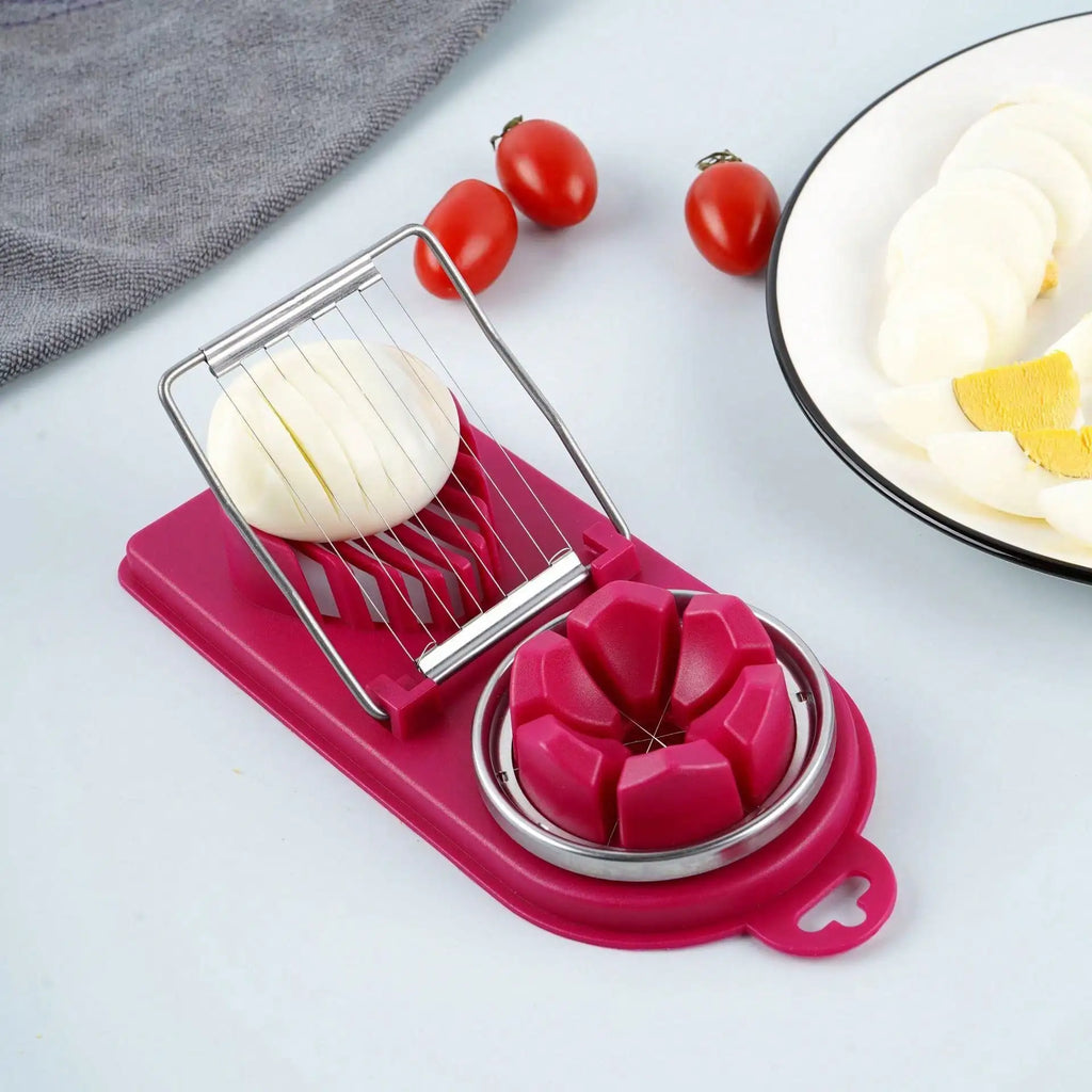 2-in-1 Egg Cutter & Slicer — Stainless Steel Wire Pull Kitchen Tool