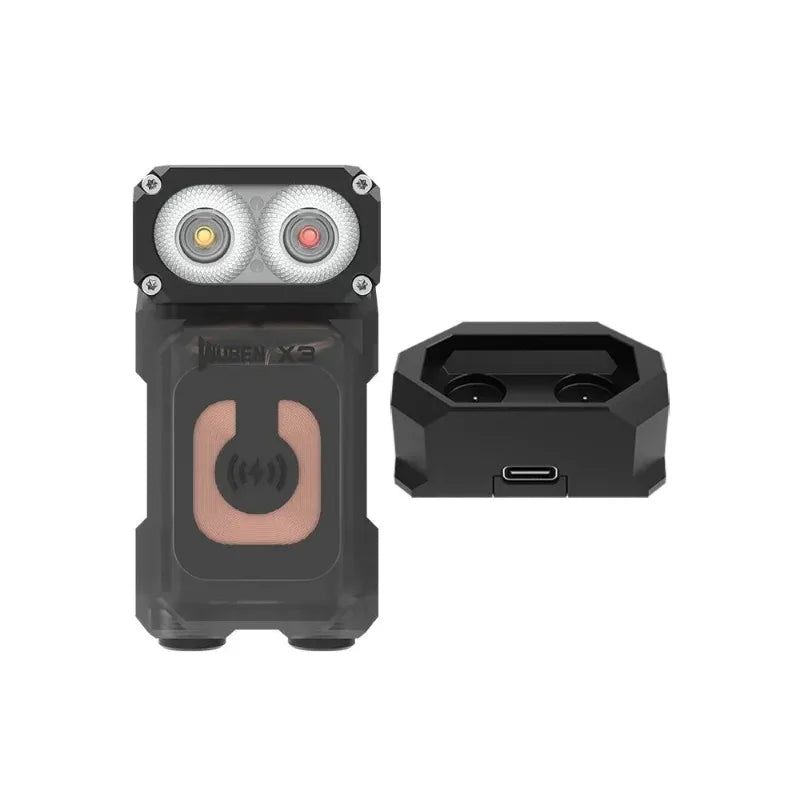 WUBEN X3 Lightok 700 Lumen Wireless Charging EDC Flashlight – Swivel Head, Red & White Light, Charging Box